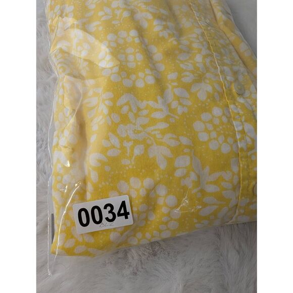 Talbots Top Womens Plus 3X Yellow Floral Roll tab Sleeve‎ Button Up Artsy Blouse - Picture 7 of 8